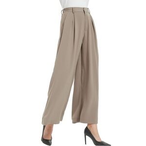 Tronjori High Waist Wide Leg Long Palazzo Pants Trousers Mocha NEW!
